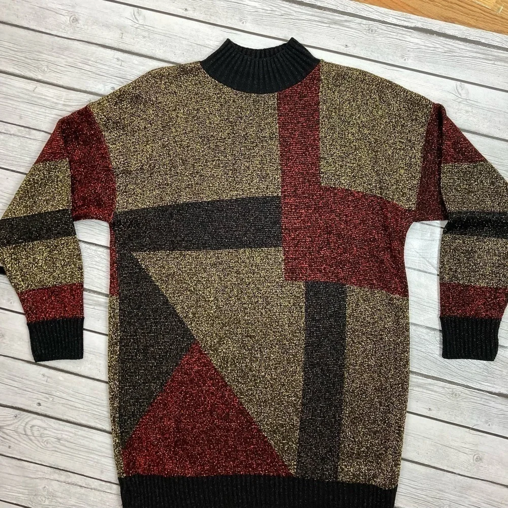 Vintage Knitmakers Metallic Tunic Length Sweater